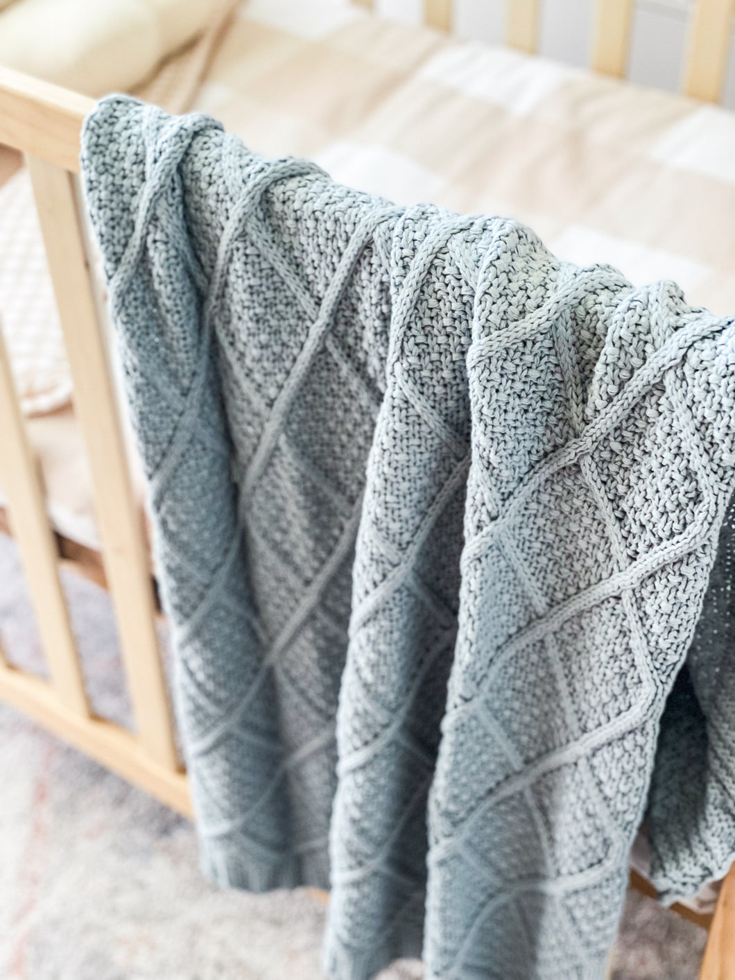 Cornflower Blue Organic Knitted Blanket