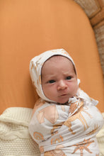 ZAHARA PEACH BAMBOO JERSEY SWADDLE WRAP & BONNET
