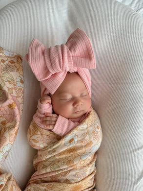 Oversized topknot | Pink Ribbed | Little & Fern